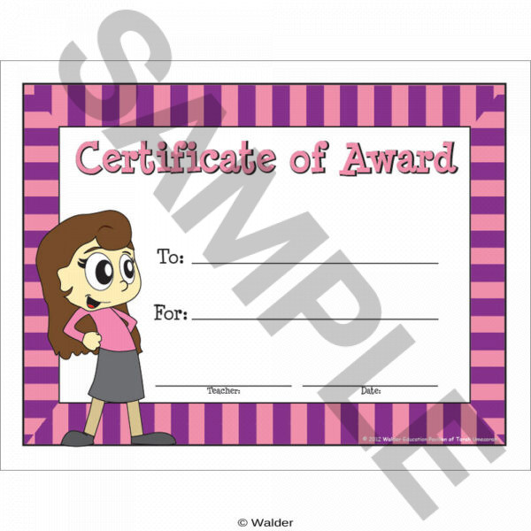 Certificate of Award for Girls