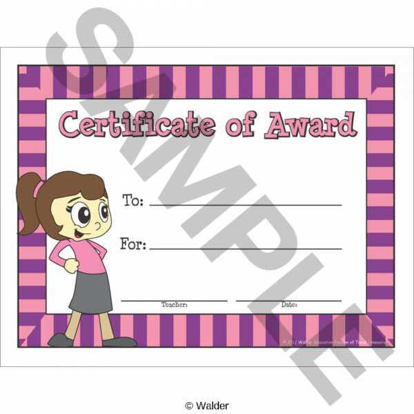 Certificate of Award for Girls